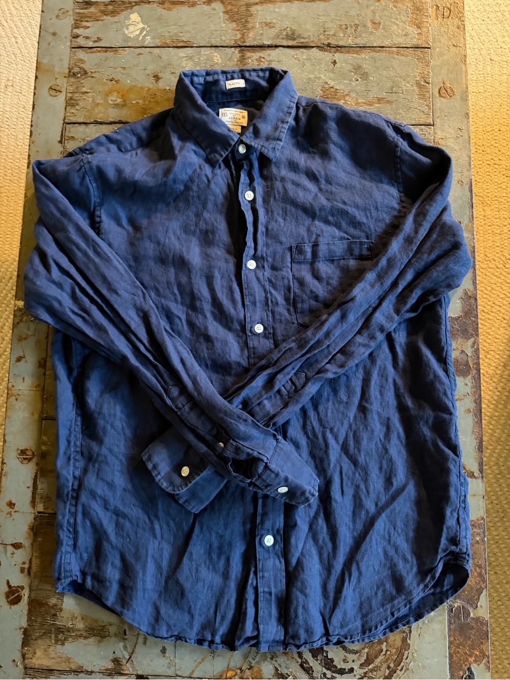 J. Crew Men’s Dark Navy Long-Sleeve Button-Down Shirt